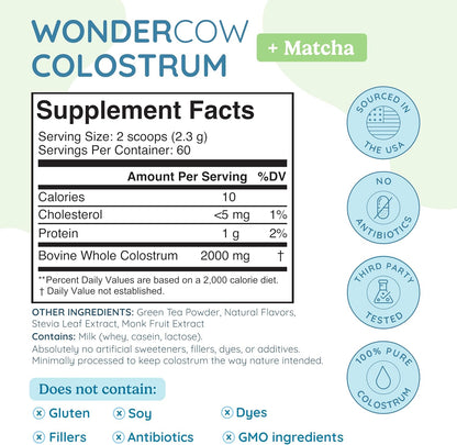 WONDERCOW Colostrum Powder with Matcha, 140 g