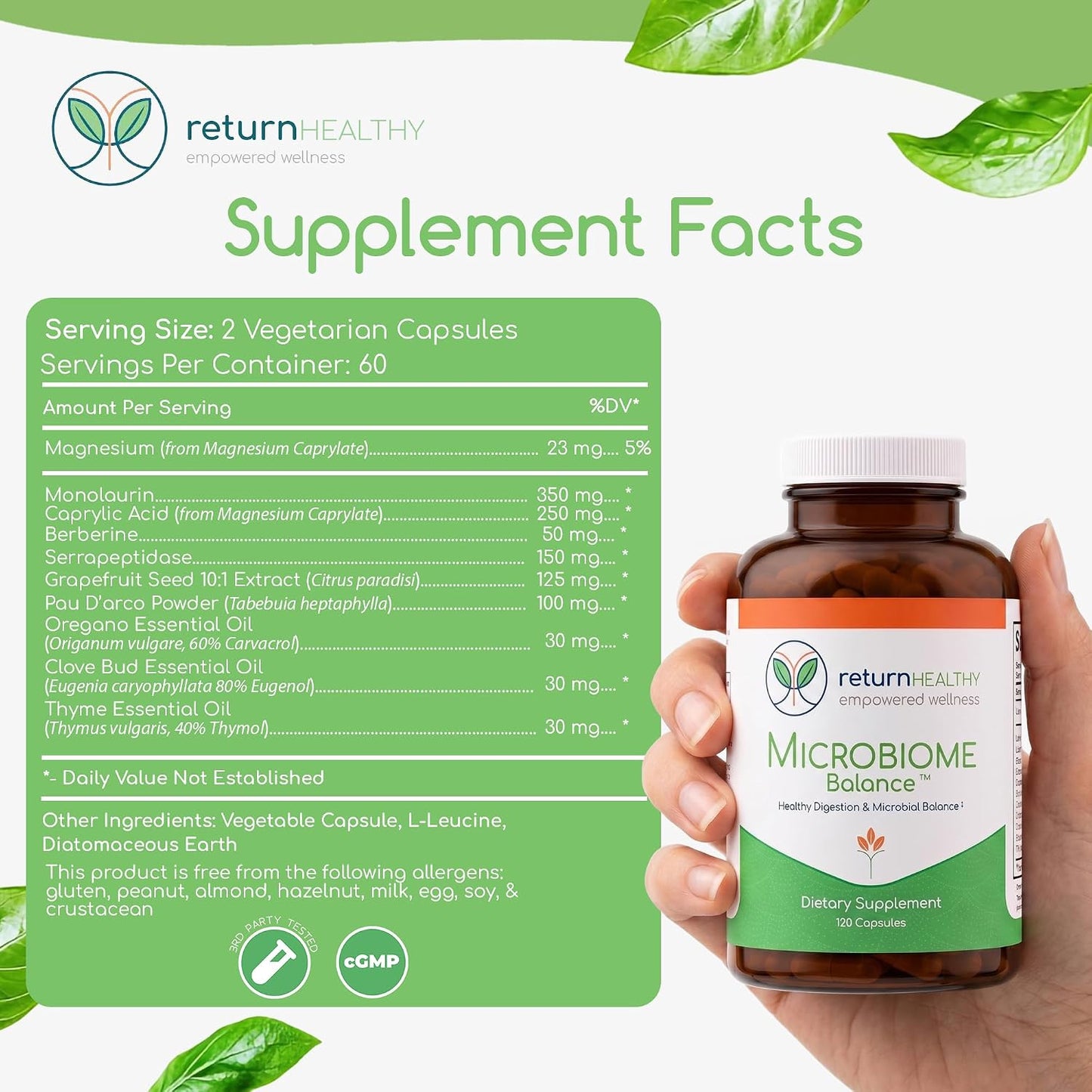 Microbiome Balance – Gut Health Supplement with Monolaurin & Caprylic Acid – 120 Capsules - görsel 8