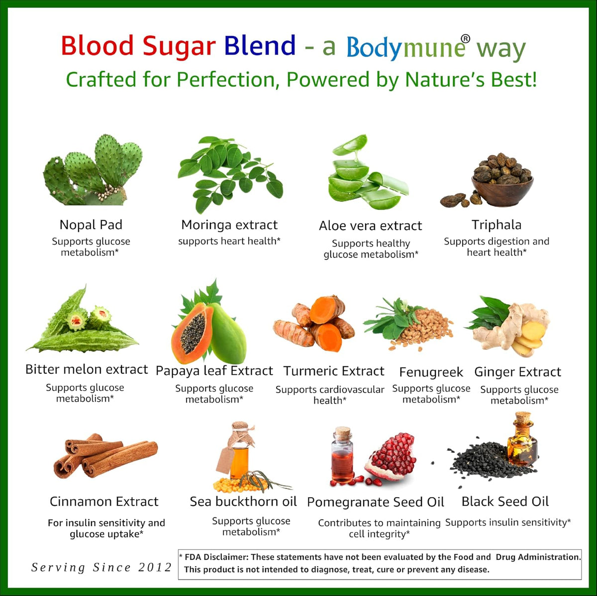 Bodymune Blood Sugar Blend – Organic Blood Sugar Support Food Supplement with Bitter Melon, Moringa & Black Seed Oil – 66 Capsules - görsel 2