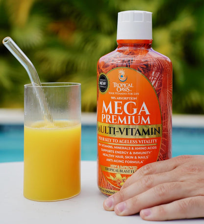 Mega Premium Liquid Multivitamin - Orange Flavour, 32 Servings