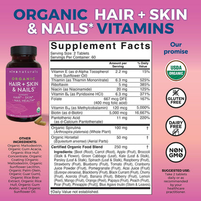 Viva Naturals Biotin 5000 mcg – Organic – Nail strength: Biotin helps maintain normal nails, with many users – Image 2