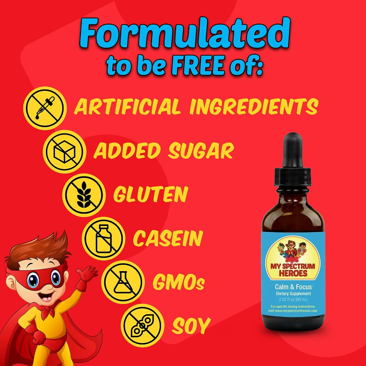 My Spectrum Heroes Calm & Focus Supplement Drops - Brain Support with L-theanine, GABA, Huperzine A - 60 ml - görsel 6