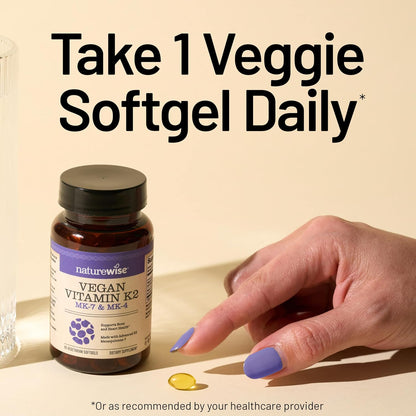NatureWise Vitamin K2 600mcg Food Supplement with MK-7 100mcg & MK-4 500mcg - Enhanced Bioavailable Formula - K Complex for Bone and Heart Health - Vegan, Gluten-free, Non-GM - 360 Soft gel capsule Capsules (1-Year Supply)