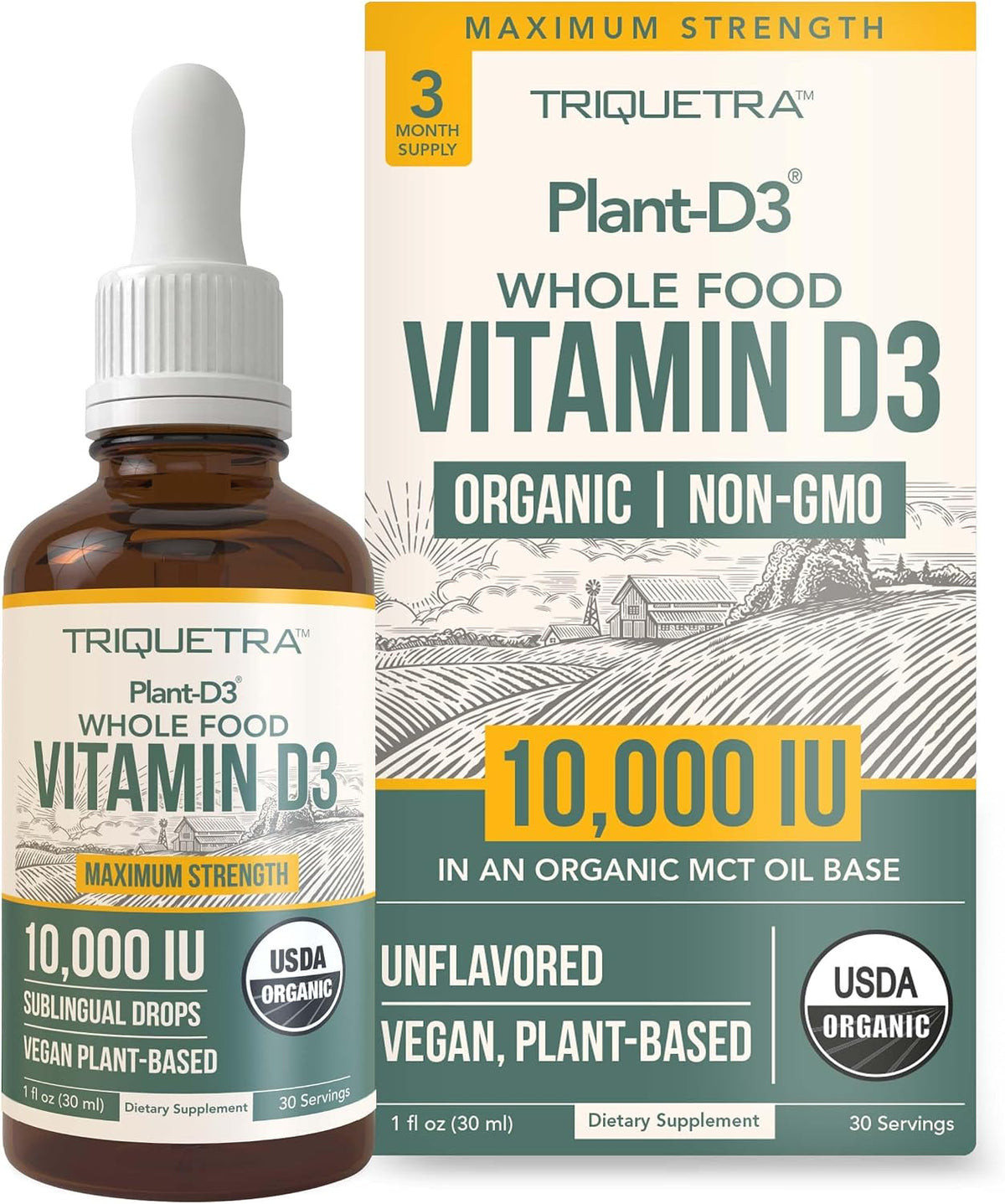 Organic Vitamin D3 10,000 IU – Vegan Drops, Plant-Based - görsel 1