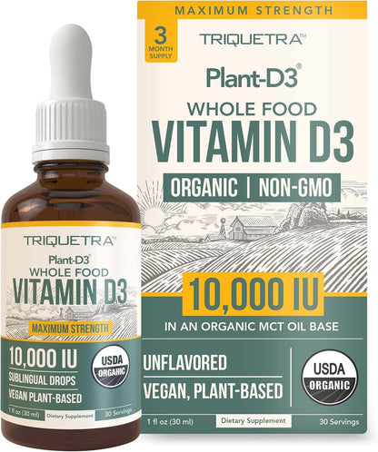 Organic Vitamin D3 10,000 IU – Vegan Drops, Plant-Based