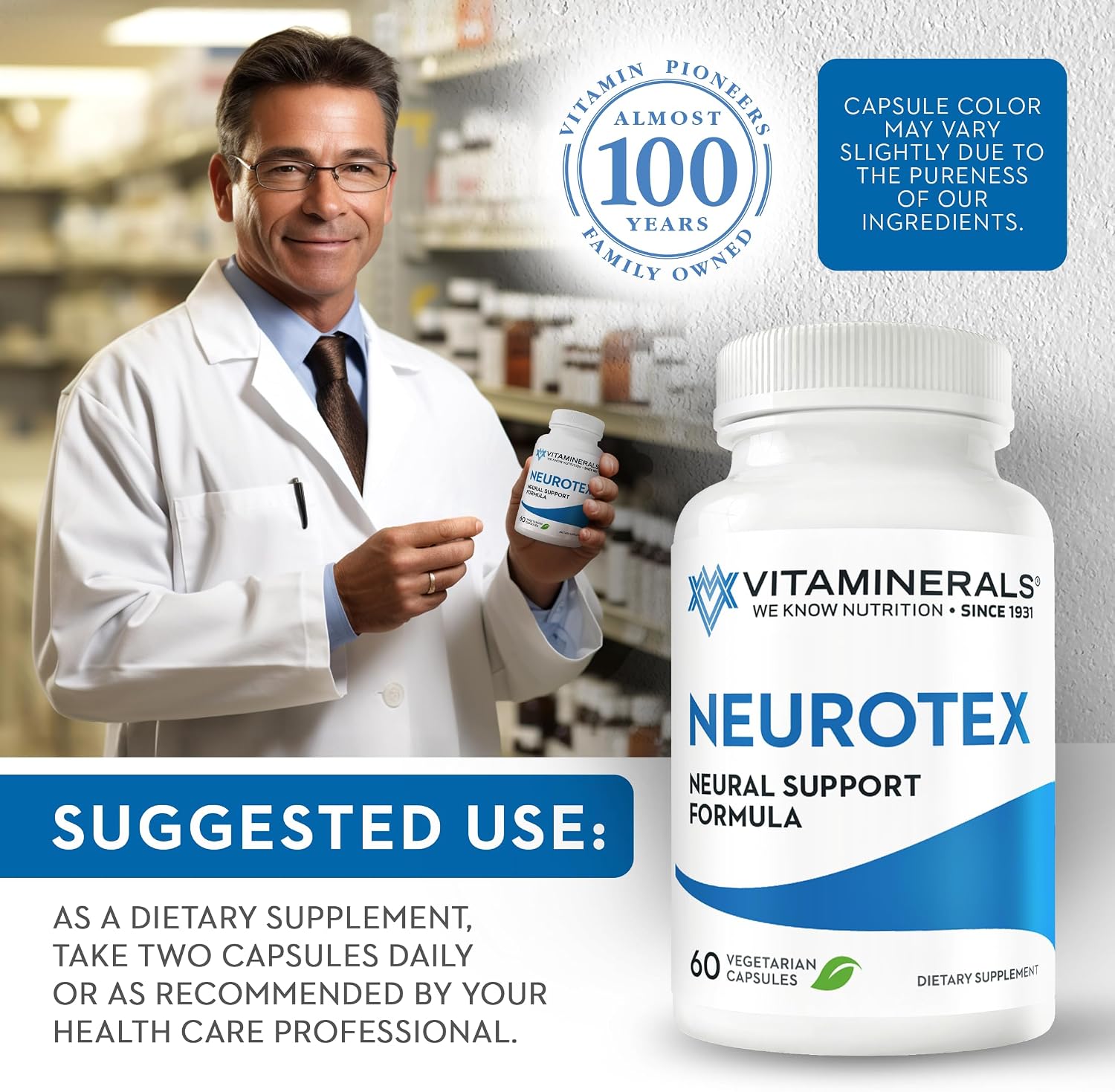 Vitaminerals 119 Neurotex - Nervous System Support & Stress Relief - 60 Vegan Capsules - görsel 6