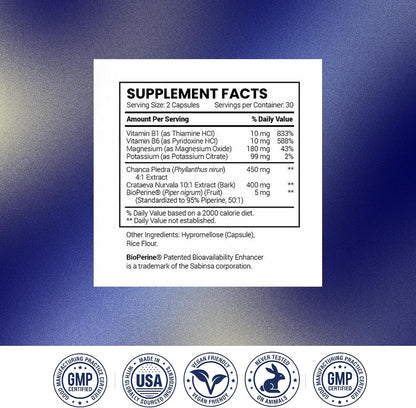 Research Verified Stone Support – Optimal Kidney Stone Defence with Chanca Piedra, Crataeva Nurvala, BioPerine – 360 Vegan Capsules