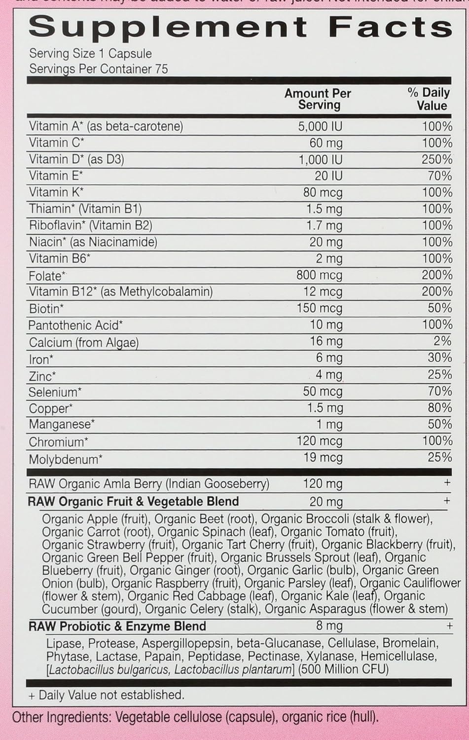 Garden of Life Raw Vitamin Code One for Women Multivitamin – 75 Capsules - görsel 3