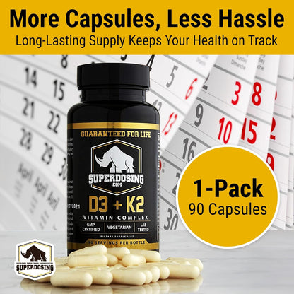 Best Value Max Strength 10,000 IU Vitamin D3 and 1,500 mcg Vitamin K2 (MK4) Food Supplement