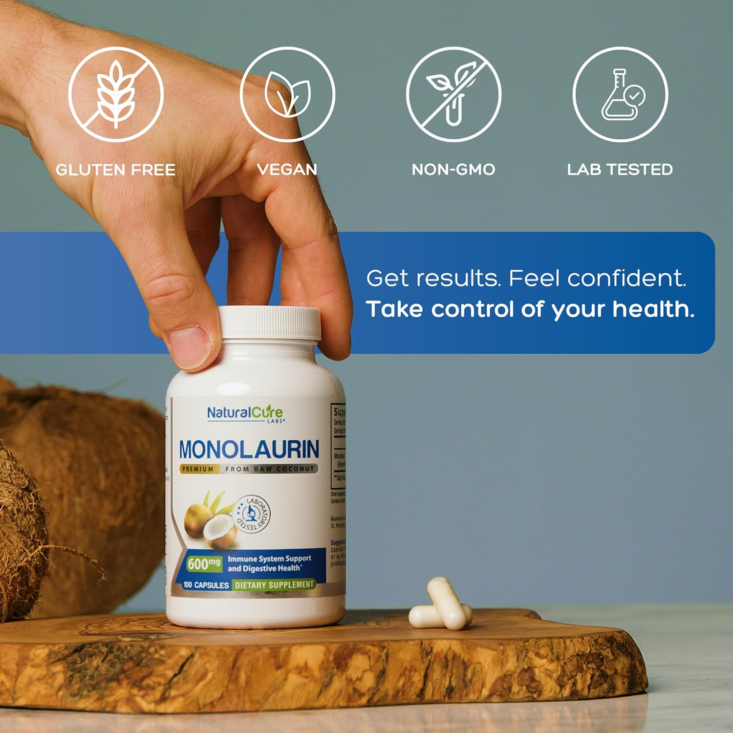 Natural Cure Labs Premium Monolaurin – 600 mg, 100 Capsules - görsel 3
