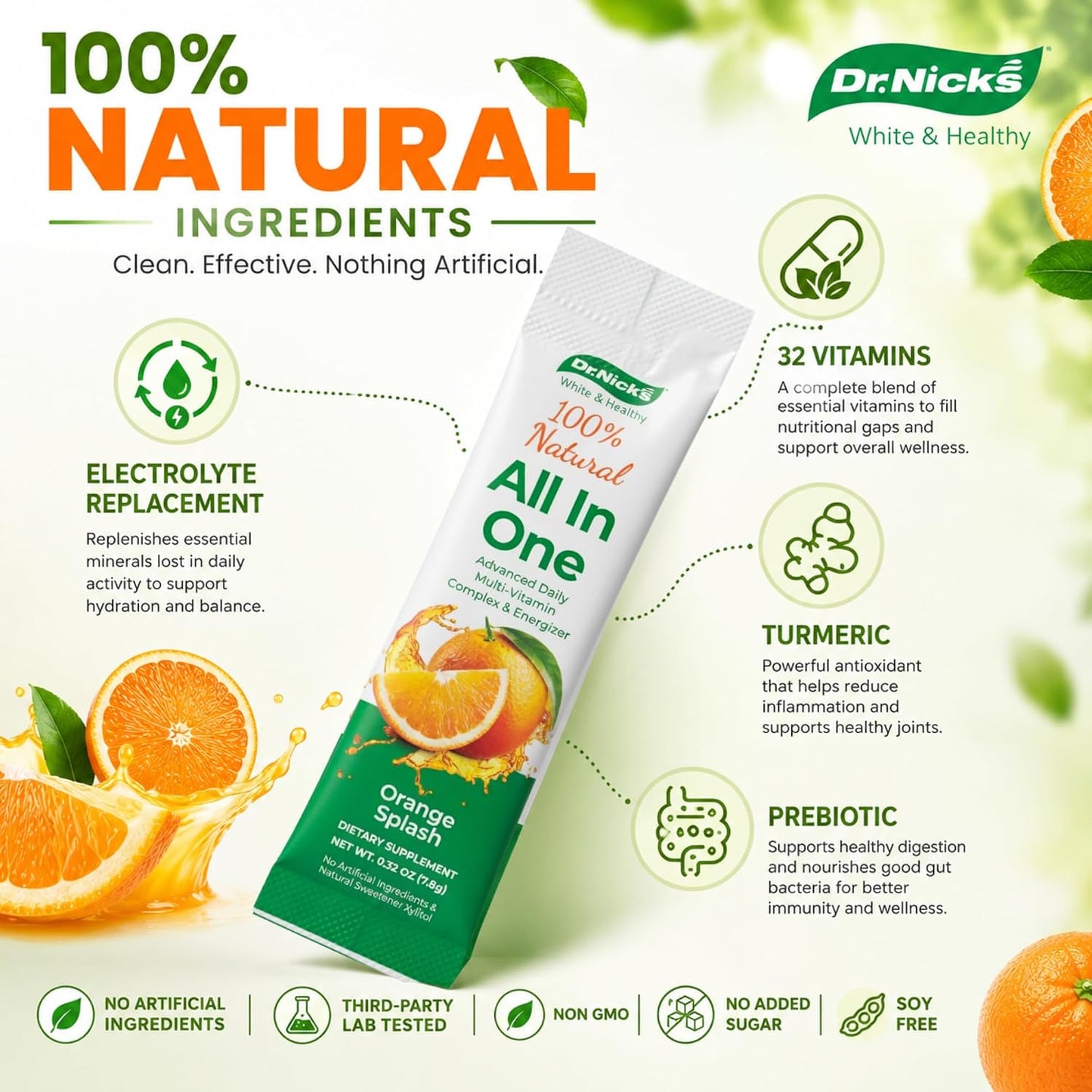 Dr. Nick's Multivitamin Powder for Women and Men, 30 Pack, Orange Splash - görsel 4