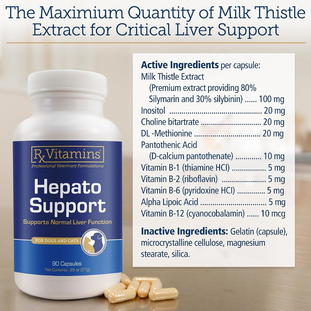 Rx Vitamins Hepato Support for Dogs & Cats – Liver Support with Milk Thistle – 90 Capsules - görsel 5