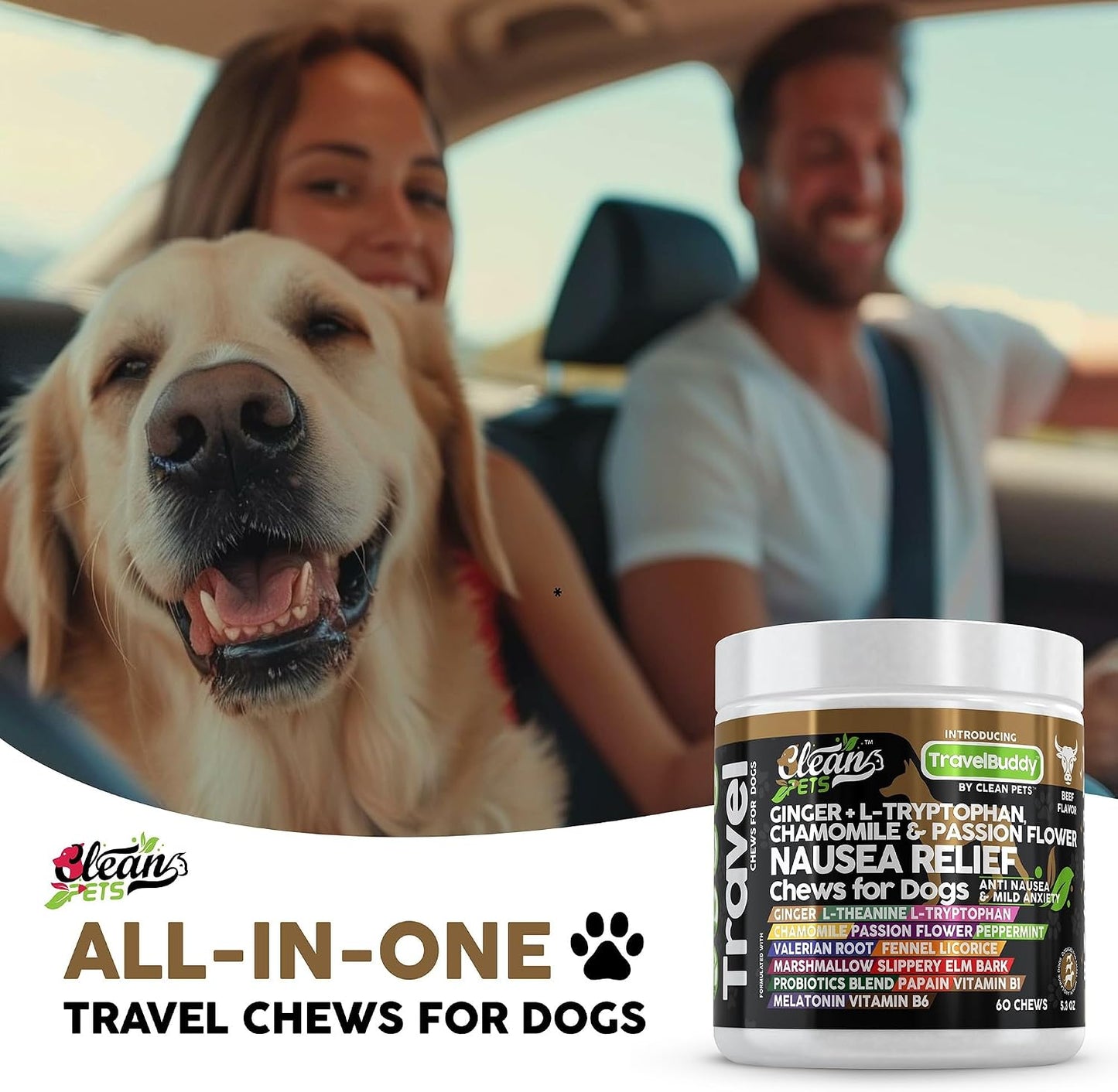 Clean Pets Travel Chews – Nausea Relief for Dogs with Ginger & Melatonin - görsel 7