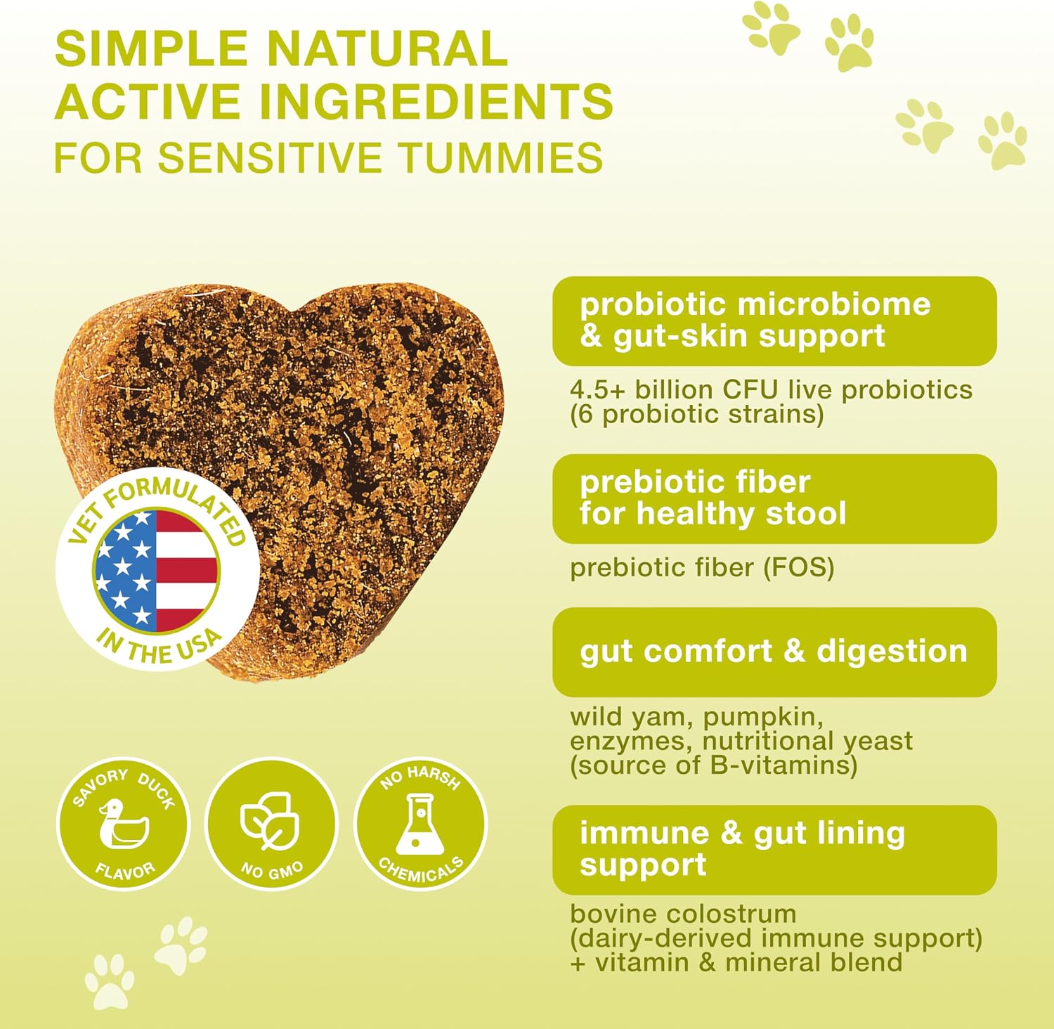 Dog Probiotics Chews – 4 Billion CFU, 6 Strains + Colostrum & Digestive Enzymes – Duck Flavour – 120 Chews - görsel 3