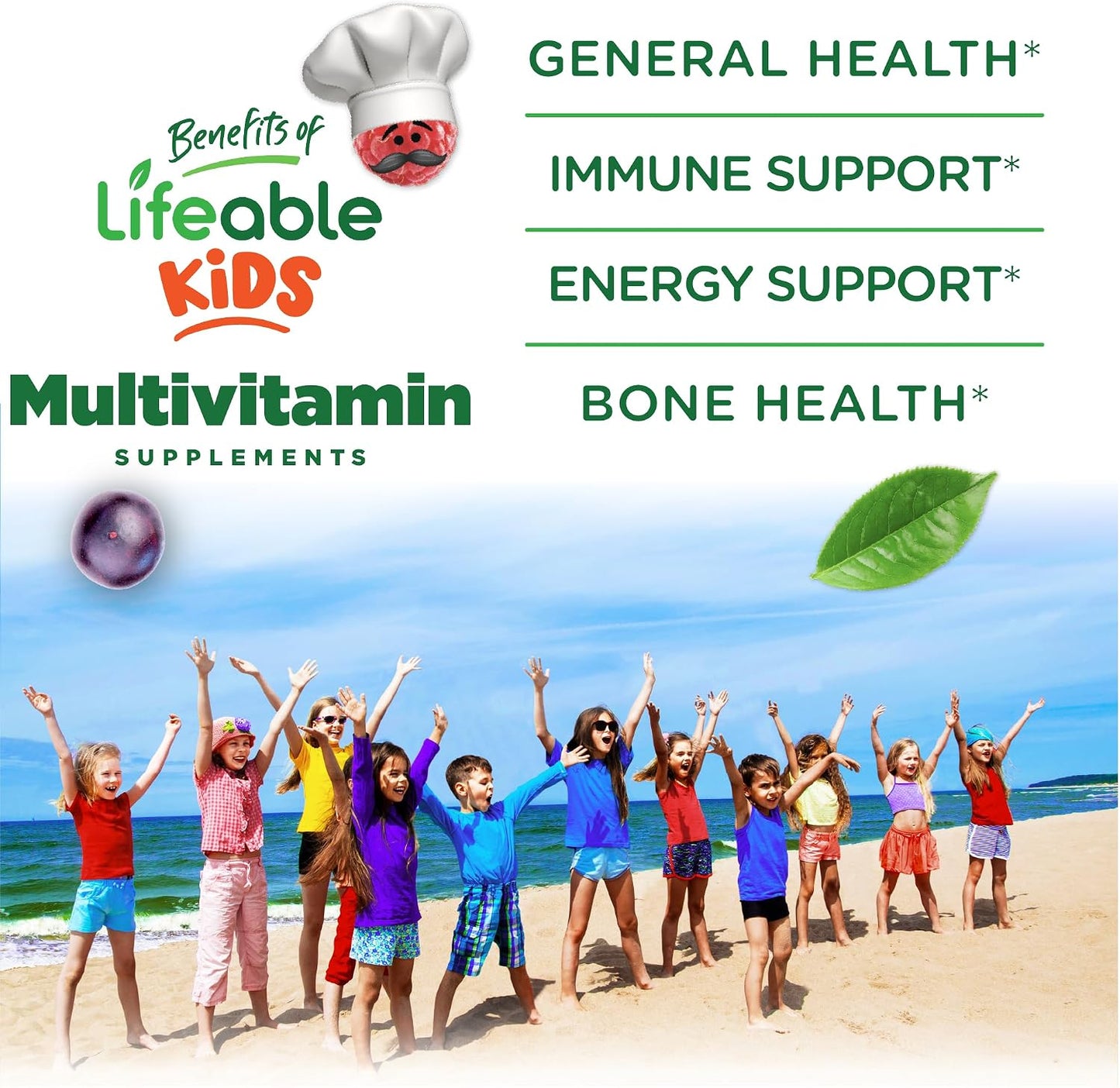Lifeable Children's Multivitamin & Multimineral with Iron Chewables – Natural Flavoured Pectin Chews with Vitamins A, B, C, D & E – 150 Count - görsel 3