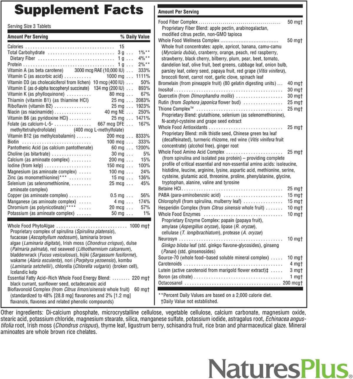 NaturesPlus Ultra Source of Life No-Iron Multivitamin - 180 Tablets - görsel 5