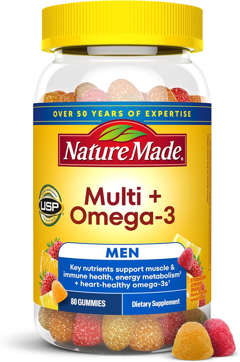 Nature Made Men's Multivitamin Gummies with Omega-3 – 80 Gummies (40-Day Supply) - görsel 1
