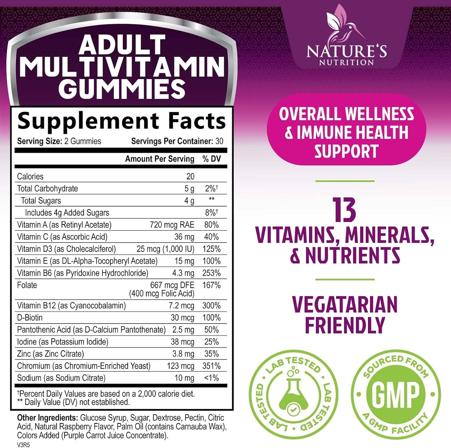 Nature's Nutrition Multivitamin Gummies for Adults with Vitamins A, C, D, B12 – 60 Gummies - görsel 2