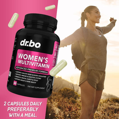 DR. BO Women's Multivitamin - Natural Daily Multivitamin with Magnesium & Zinc - Iron & Soya Free