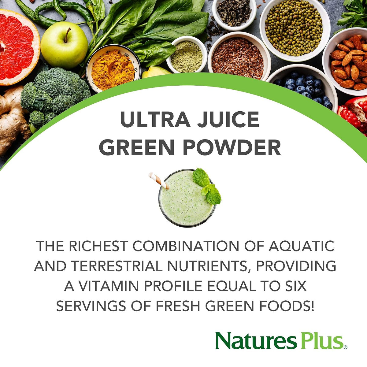 NaturesPlus Ultra Juice Green Drink - Organic Green Superfood Powder, 600 g (60 Servings) – Image 3
