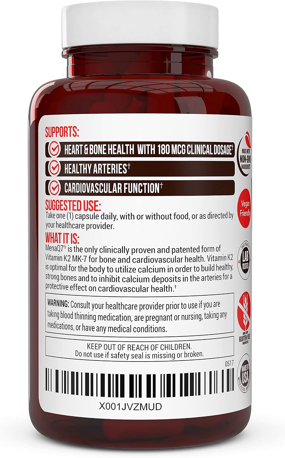 Vitamin K2 MK-7 Supplement 180mcg – MenaQ7 for Bone Health & Normal Blood Clotting, 60 Veggie Capsules - görsel 6