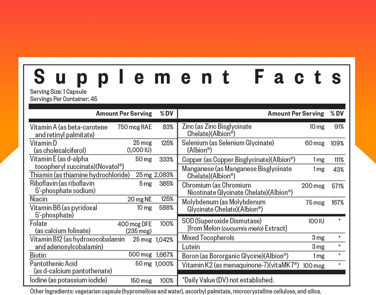 Seeking Health Multivitamin One MF – Methyl-Free MTHFR Support with Calcium Folinate and Vitamin B12 – 45 Vegetarian Capsules - görsel 2