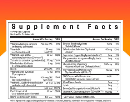 Seeking Health Multivitamin One MF – Methyl-Free MTHFR Support with Calcium Folinate and Vitamin B12 – 45 Vegetarian Capsules