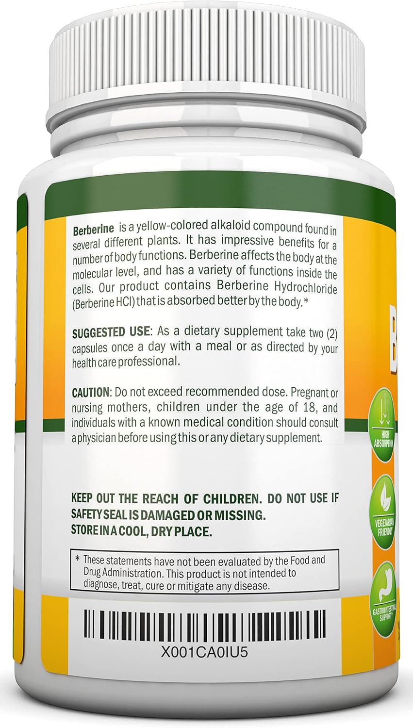 NutriONN Berberine 1200mg – 90 Vegetarian Capsules – Pure Berberine HCl Extract Supplement - görsel 4