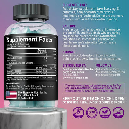 Biotin Gummies with Keratin & Collagen Peptides - Advanced Hair, Skin & Nails Support (10,000 mcg Biotin, 100,000 mcg Keratin, 100,000 mcg Collagen)