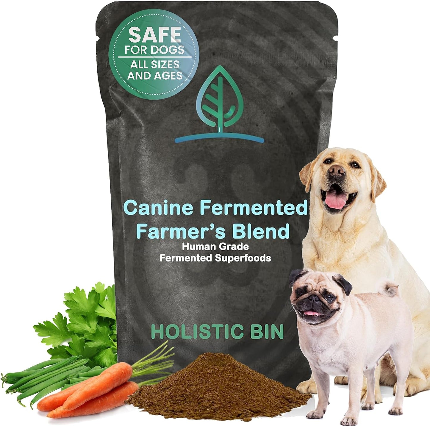 Canine Fermented Farmer's Blend | Nutrient-Rich Dog Food Topper | Plant-Based Supplement for Gut Flora | Pumpkin, Spinach, Fruit and Vegetable Powder Mix (50g) - görsel 1