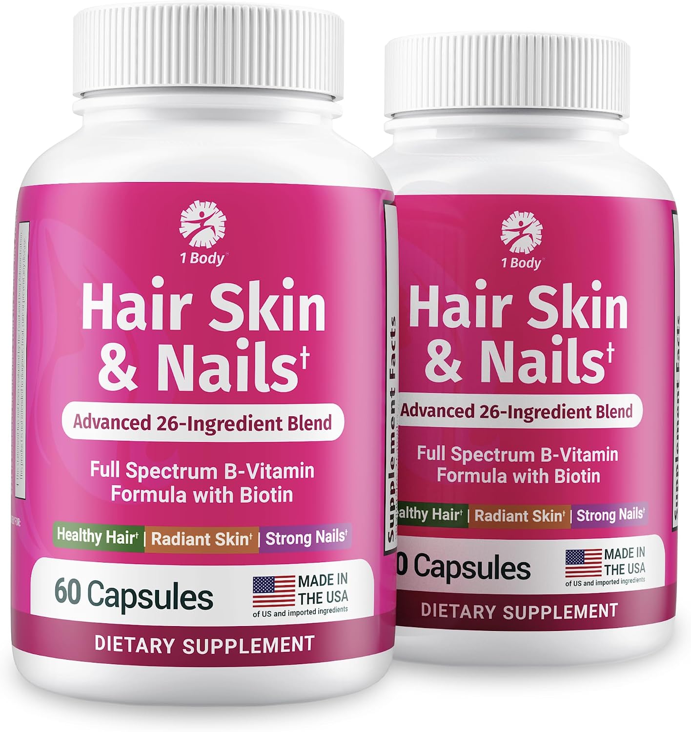 1 Body Hair, Skin & Nails with Biotin – Vegan Vitamins, 3-Pack - görsel 10