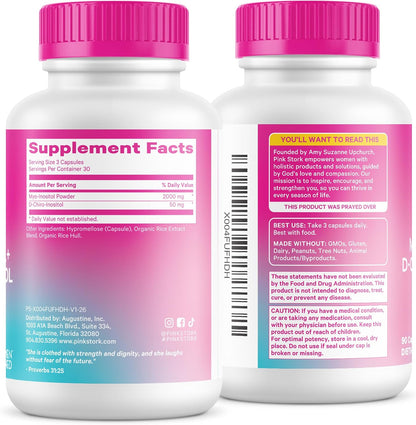 Pink Stork Inositol Supplement for Women, 40:1 Myo & D-Chiro, 30 Servings