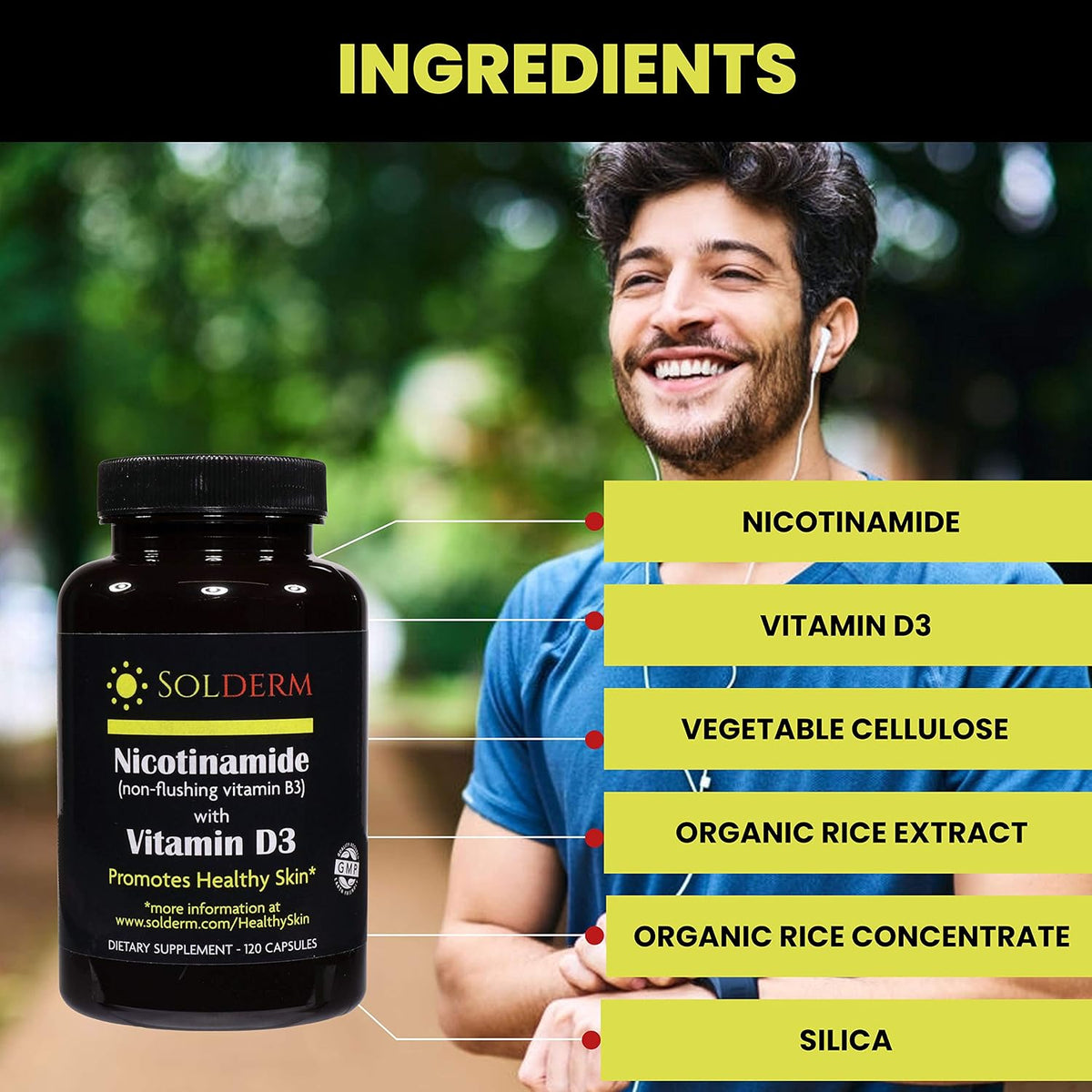 Nicotinamide Non-Flushing Vitamin B3 and D3 Supplement | 120 Capsules | 500mg - görsel 6