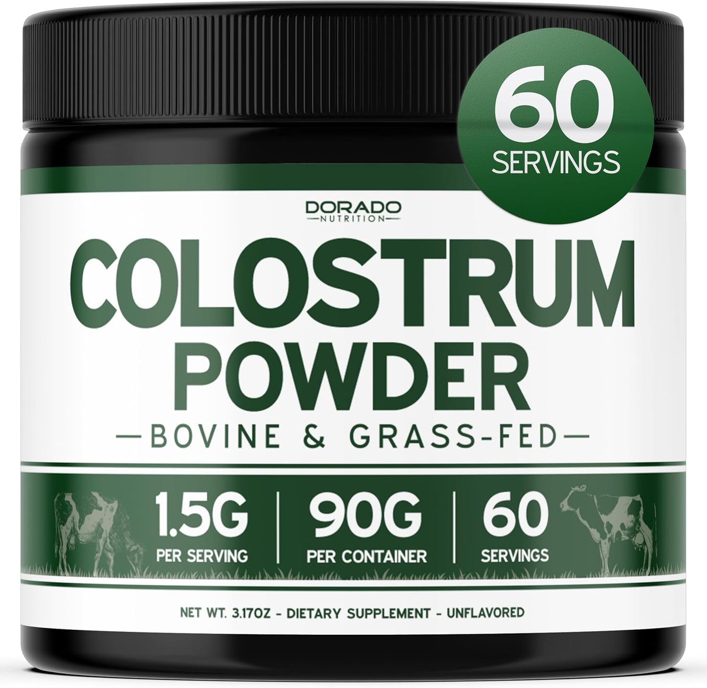 Colostrum Supplement Powder 90g (60 Servings of 1.5g Pure Bovine Colostrum Std. to Contain 20% IgG Immunoglobulins) Grass Fed Powder - No Fillers, Third-party Tested, Unflavoured & Non-GMO - görsel 1