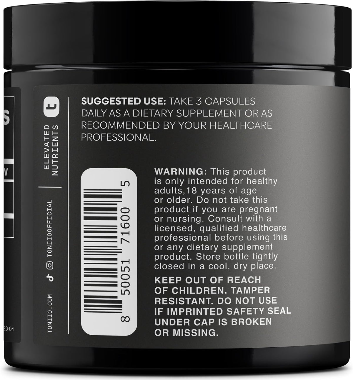 Toniiq Black Maca Root – Ultra High Potency 20:1 Extract – Single Origin, Wildcrafted & Highly Concentrated – Third-Party Lab Tested – 120 Capsules - görsel 7