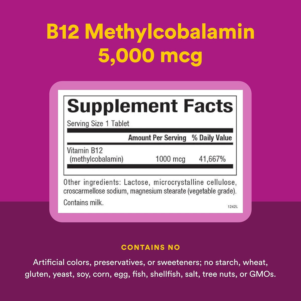 Natural Factors Vitamin B12 Methylcobalamin 1000 mcg Chewable Tablets – Support for Energy Metabolism, Immunity, and Nervous System Health – 90 Count - görsel 4