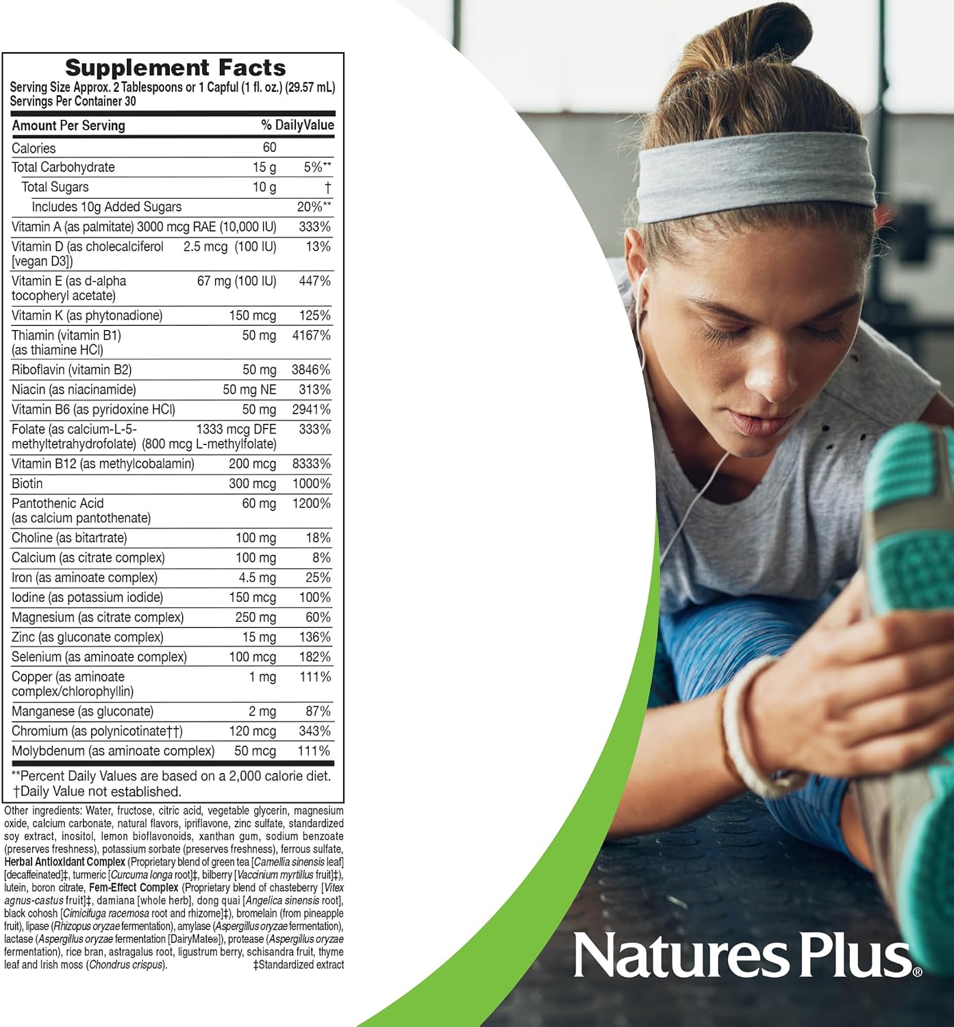 NaturesPlus Source of Life Women Liquid Multivitamin - 30 fl oz (887 ml) - Natural Berry Flavour - görsel 4