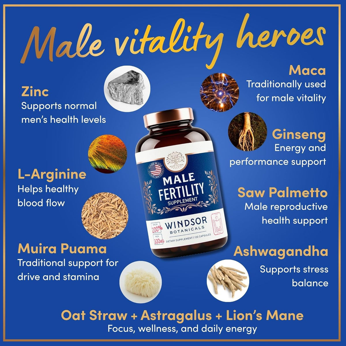 Male Fertility Supplement with Maca Root – Men's Health & Pre-conception Vitamins Plus Natural Extracts – 120 Capsules - görsel 5