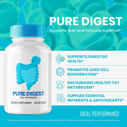 Pure Digest Capsules - Gut and Digestive Support Supplement Capsules (Pack of 2)