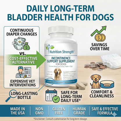 Dog Incontinence Support – Organic Herbal Supplement for Bladder Control – 120 Chewable Tablets