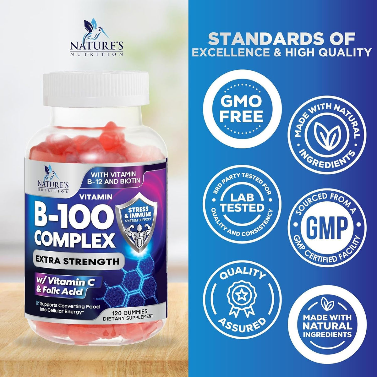 Vitamin B Complex Gummies - Extra Strength with Vitamin C for Energy & Immune Support, 120 Gummies - görsel 4