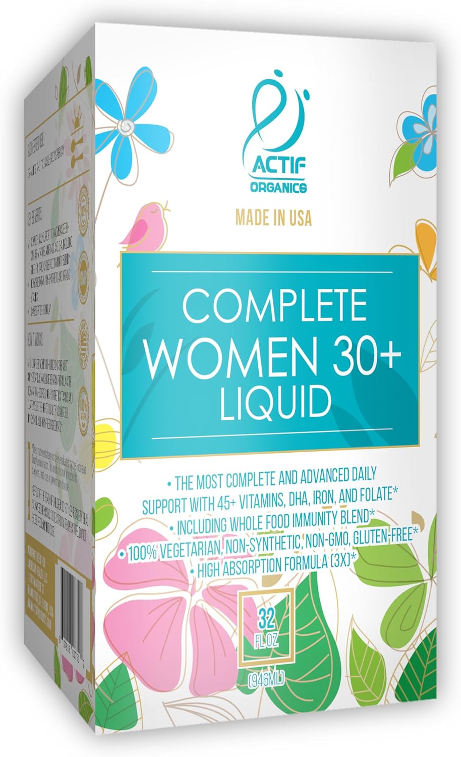 ACTIF Liquid Daily Multivitamin for Women Age 30+ with 40+ Advanced Factors – Non GMO, Made in USA, 32oz - görsel 5