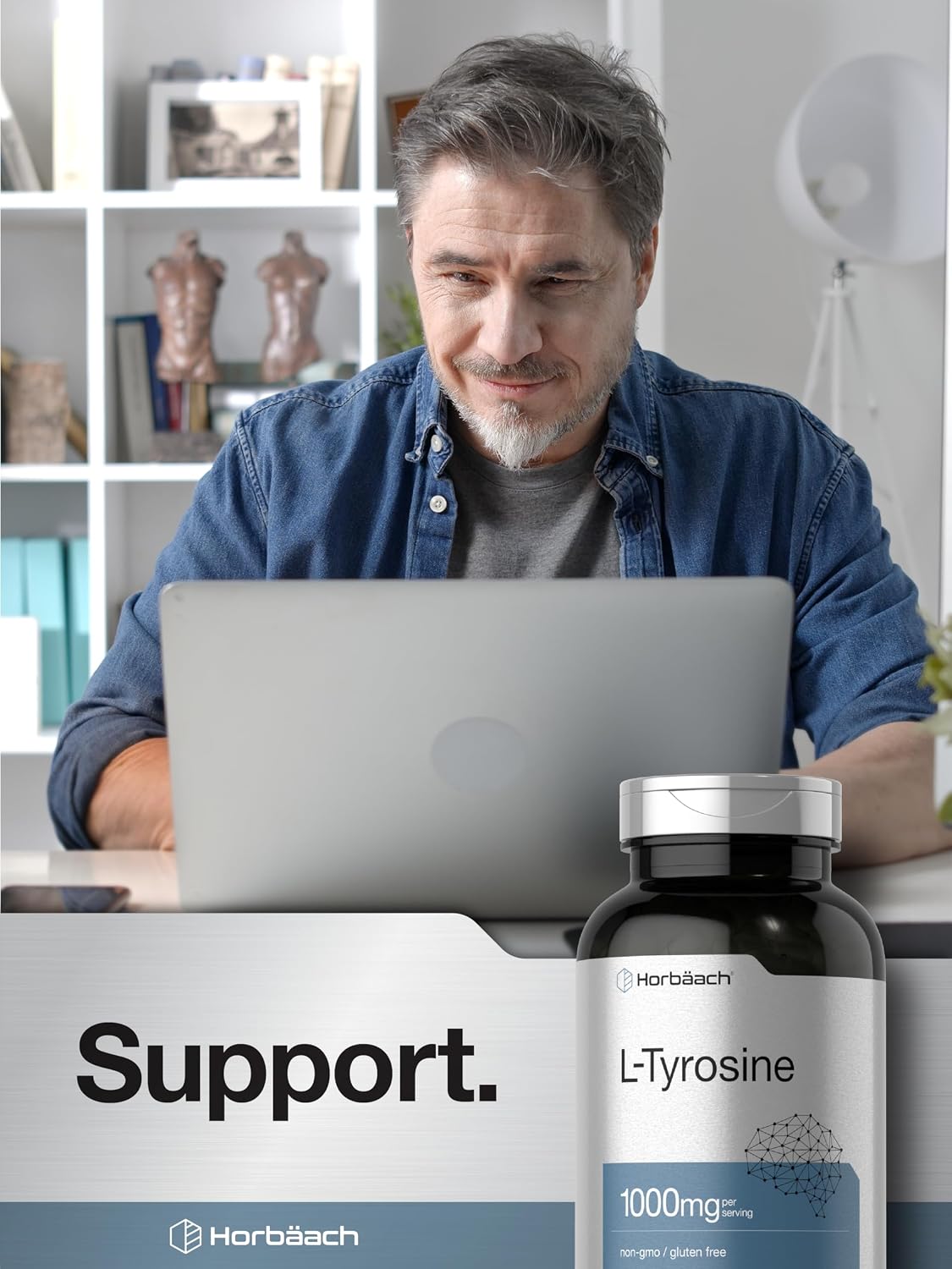 Horbäach L-Tyrosine 1000mg, 250 Capsules - Amino Acid Supplement, Non-GMO & Gluten-free - görsel 7