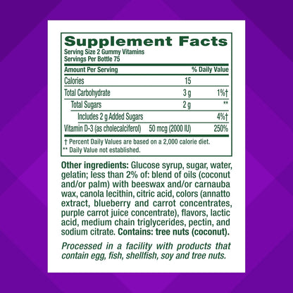 Vitafusion Vitamin D3 Gummies, 2000 IU, 150 Count - Bone and Immune Support