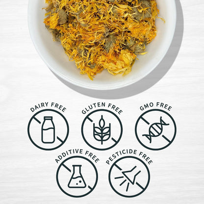 Evergreen Herbs Calendula Flowers - Tamper-Proof Seal for Freshness, 113 g