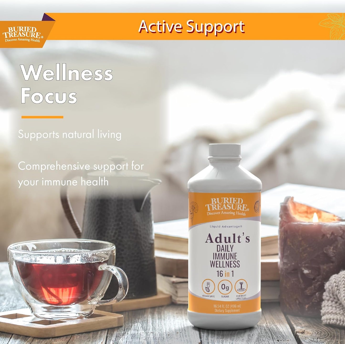 Buried Treasure Adult Daily Immune Wellness - Liquid Nutrient Blend with Elderberry and Echinacea - görsel 4