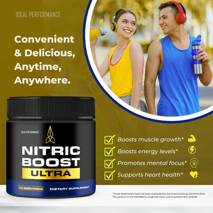 Nitric Boost Ultra Purple Powder, Nitric Boost Ultra for Men Official Formula to Support Energy Levels - Maximum Strength, Nitric Booster Ultra BCAA, NitricBoost Ultra Powder Support Reviews (5 Pack)