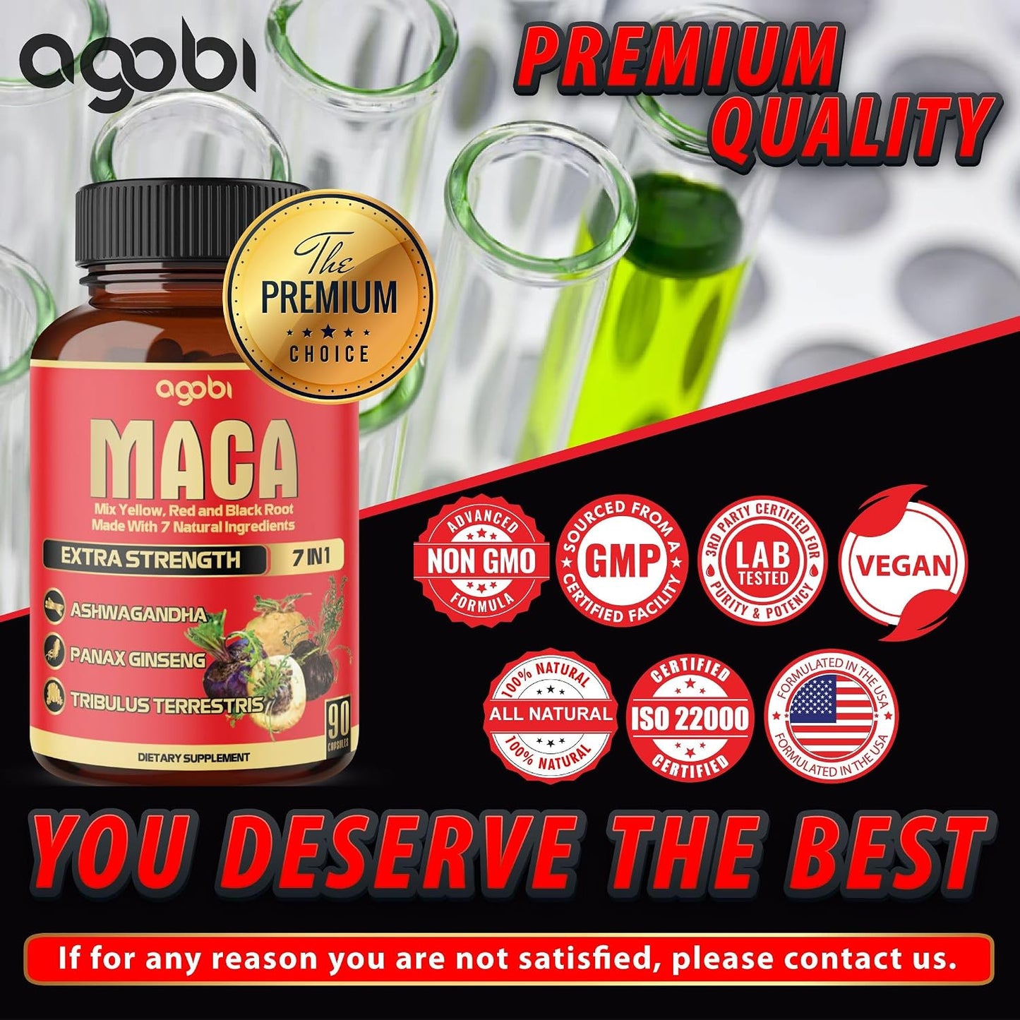 agobi Maca Root Capsules - 7-in-1 Herbal Blend for Energy and Mood, 90 Vegan Capsules (3-Month Supply) - görsel 6