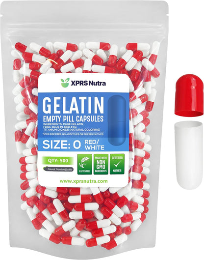 XPRS Nutra Size 0 Empty Gelatine Capsules - 500 Count