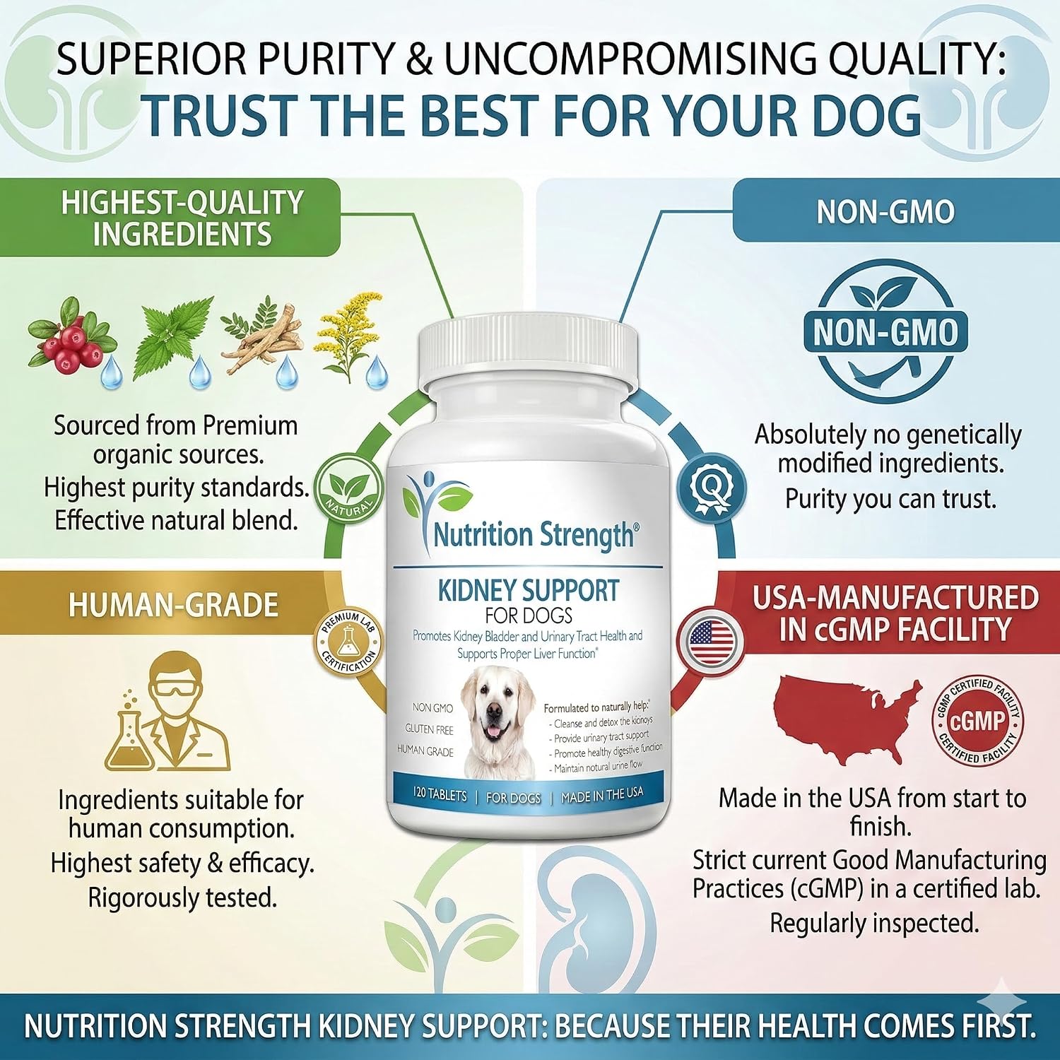 Kidney Support for Dogs – Organic Cranberry & Astragalus – Renal, Bladder & Urinary Tract Health Supplement – 120 Chewable Tablets - görsel 8